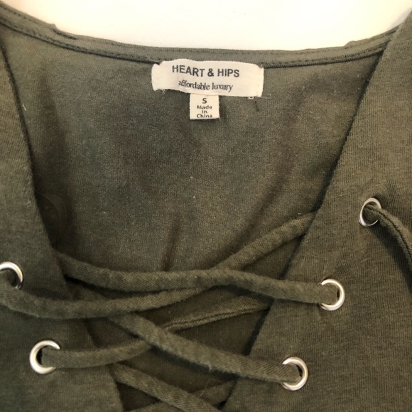 Heart & Hips Olive Green dress laceup neck… - Picture 3 of 6